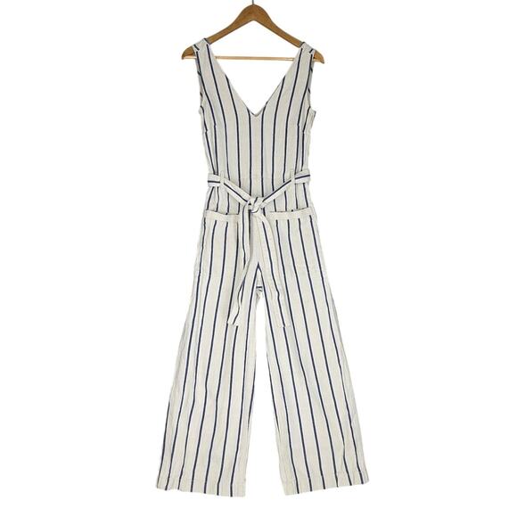 Madewell Pants - MADEWELL WOMEN'S CASUAL STRIPED WIDE‑LEG JUMPSUIT – SIZE M – WHITE/NAVY STRIPES
